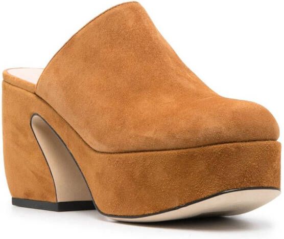 Sergio Rossi heeled leather suede mules Brown