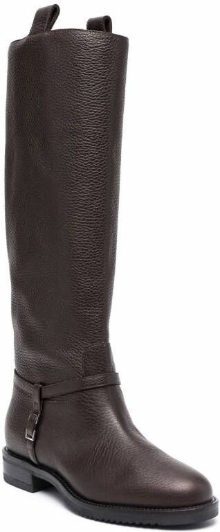 Sergio Rossi knee-length grained leather boots Brown