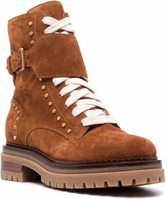 Sergio Rossi lace-up suede boots Brown