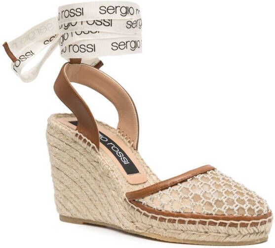 Sergio Rossi lace-up wedge sandals Neutrals