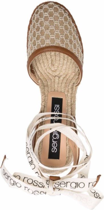 Sergio Rossi lace-up wedge sandals Neutrals