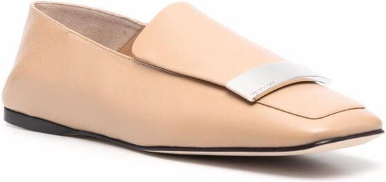 Sergio Rossi logo-plaque embellished loafers Neutrals