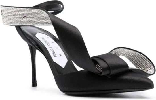 Sergio Rossi Marquise 100mm bow-detail satin pumps Black
