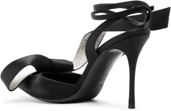 Sergio Rossi Marquise 100mm bow-detail satin pumps Black