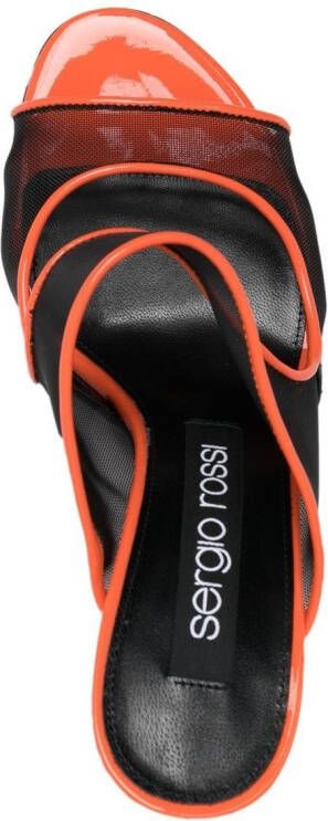 Sergio Rossi mesh detail open-toe pumps Orange
