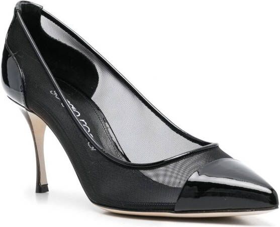 Sergio Rossi mesh-detail pointed leather pumps Black