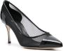 Sergio Rossi mesh-detail pointed leather pumps Black - Thumbnail 2