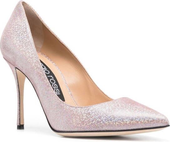 Sergio Rossi metallic-effect point-toe pumps Pink