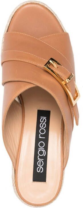 Sergio Rossi Nora 90mm leather crossover strap mules Brown