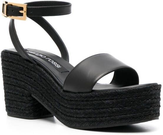 Sergio Rossi open-toe raffia leather sandals Black
