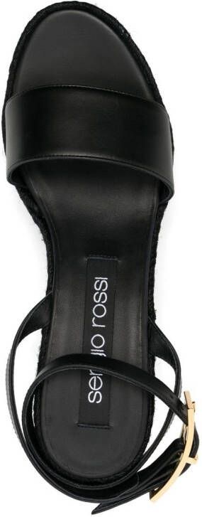 Sergio Rossi open-toe raffia leather sandals Black