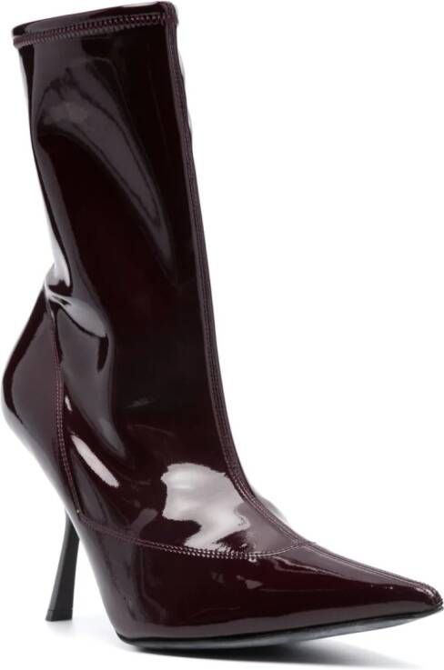 Sergio Rossi pointed-toe 100mm high-shine boots Red