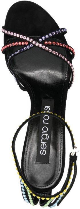 Sergio Rossi rhinestone leather sandals Black