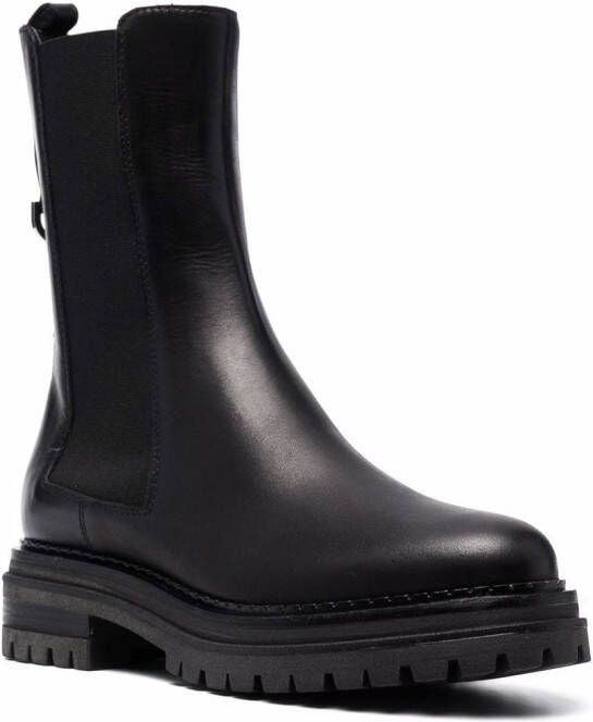 Sergio Rossi ridged leather boots Black