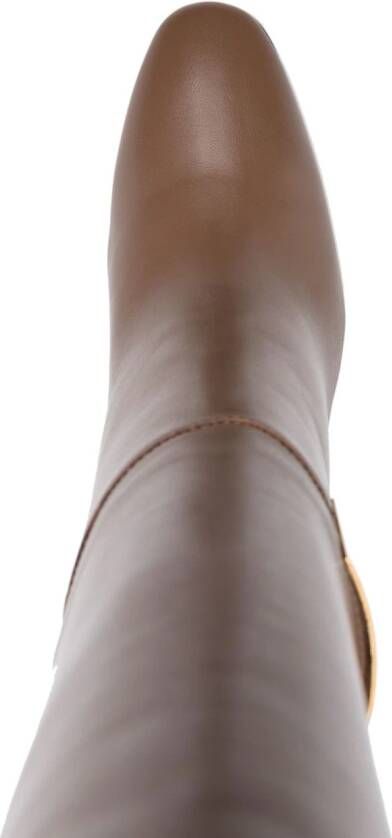 Sergio Rossi round-toe 100mm leather boots Brown