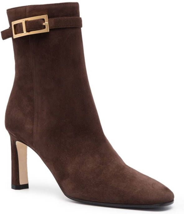 Sergio Rossi side-buckle suede boots Brown