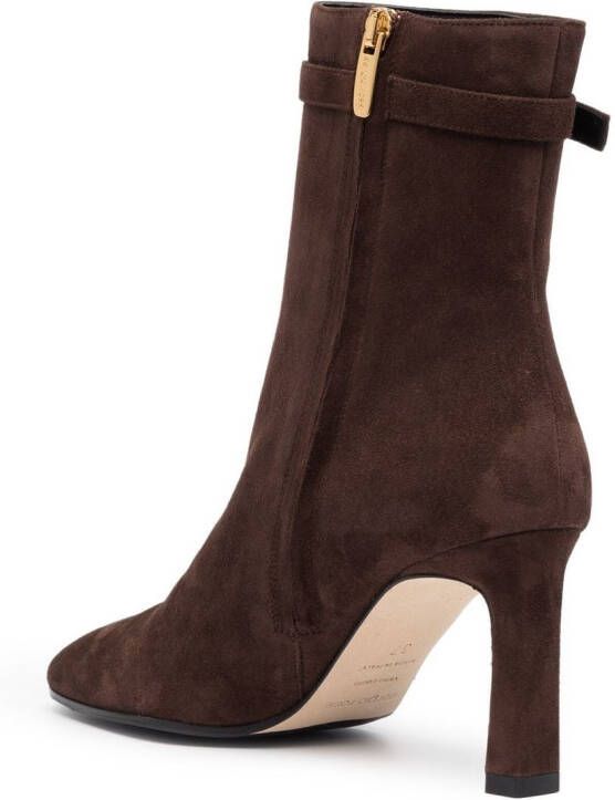 Sergio Rossi side-buckle suede boots Brown