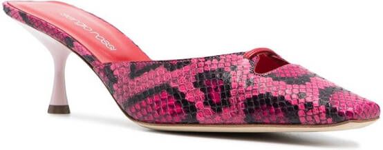 Sergio Rossi snakeskin-effect square toe mules Pink