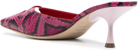 Sergio Rossi snakeskin-effect square toe mules Pink