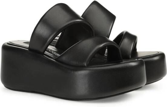 Sergio Rossi Spongy leather wedge sandals Black