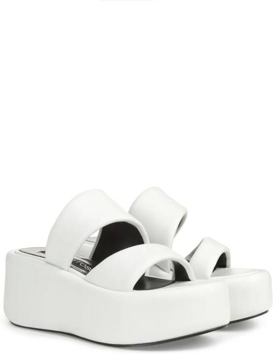 Sergio Rossi Spongy leather wedge sandals White