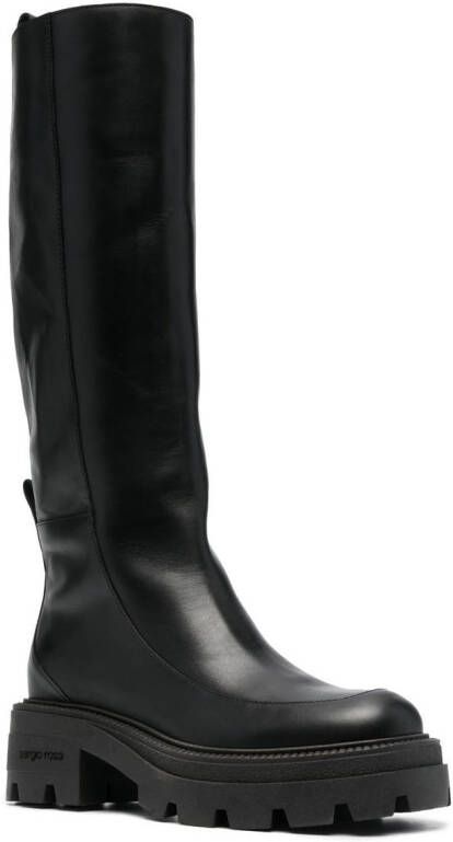 Sergio Rossi square-toe leather boots Black