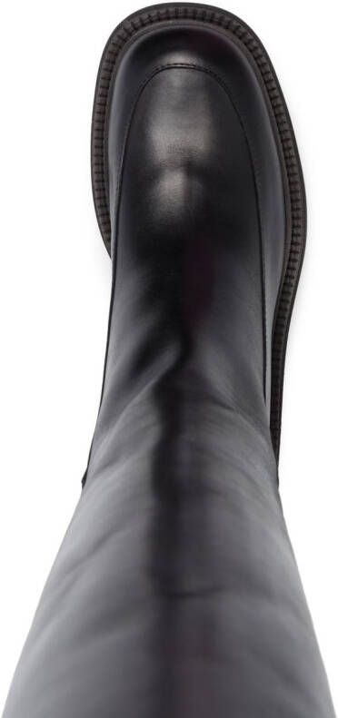 Sergio Rossi square-toe leather boots Black