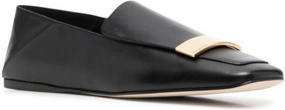 Sergio Rossi square-toe leather loafers Black