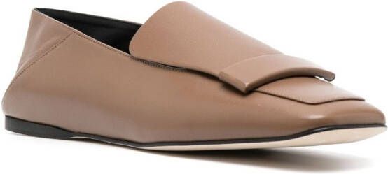 Sergio Rossi square-toe leather loafers Brown