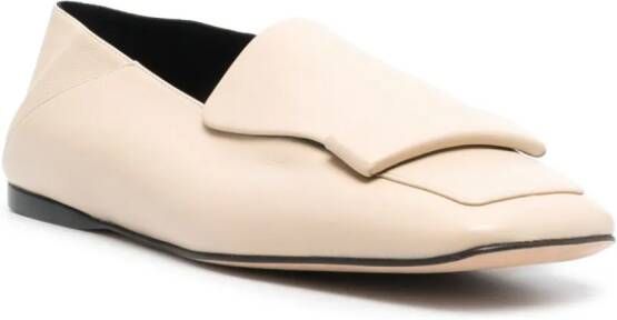 Sergio Rossi square-toe leather loafers Neutrals