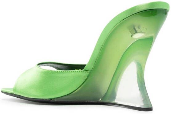 Sergio Rossi square-toe leather mules Green