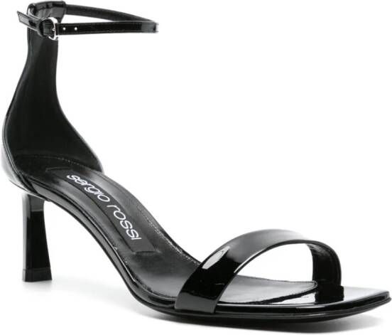 Sergio Rossi square-toe patent sandals Black