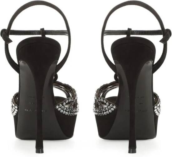 Sergio Rossi sr Mermaid 90mm crystal-embellished leather sandals Black