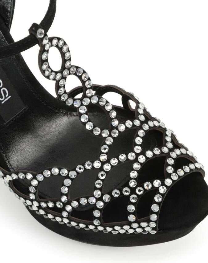 Sergio Rossi sr Mermaid 90mm crystal-embellished leather sandals Black