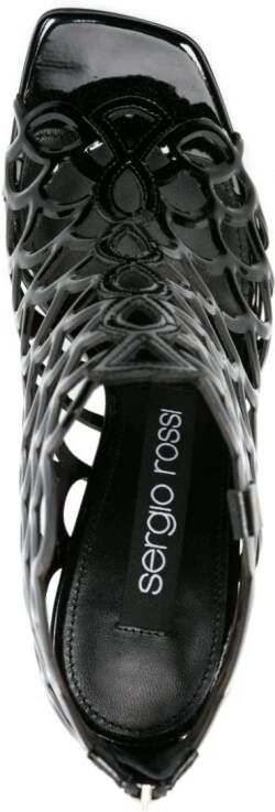 Sergio Rossi SR Mermaid 90mm patent leather sandals Black