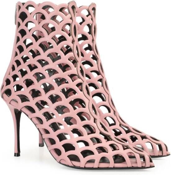 Sergio Rossi SR Mermaid 90mm perforated ankle boots Pink