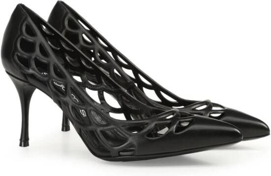 Sergio Rossi SR Mermaid cut-out leather pumps Black
