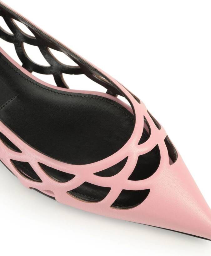 Sergio Rossi Sr Mermaid leather ballerina shoes Pink
