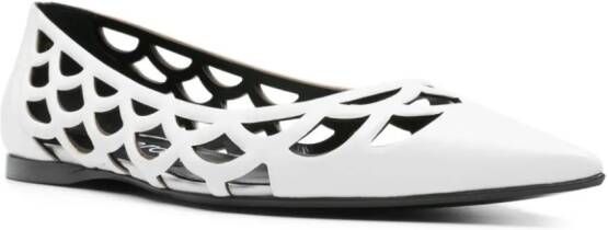 Sergio Rossi sr Mermaid leather ballerina shoes White