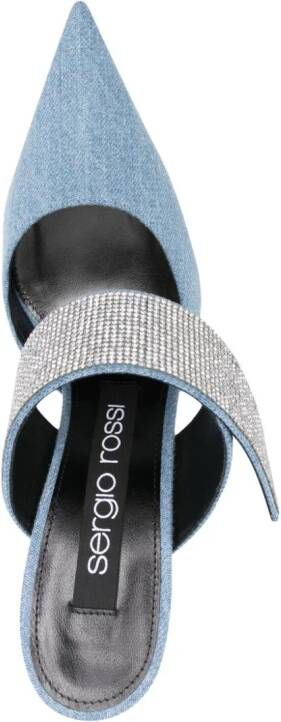 Sergio Rossi Sr Paris 100mm denim mules Blue