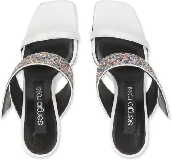 Sergio Rossi sr Paris 95mm rhinestone-embellished leather sandals White