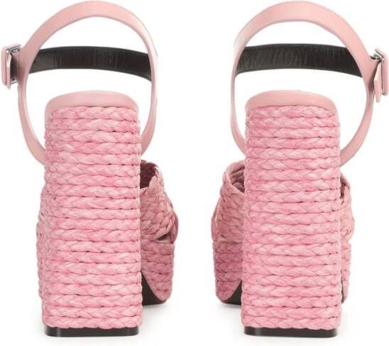 Sergio Rossi sr Seville platform raffia sandals Pink