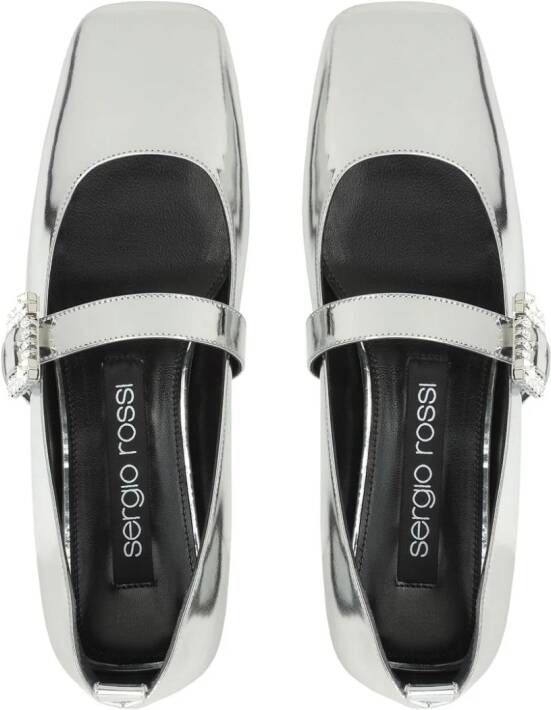 Sergio Rossi SR Twenty metallic-finish ballerina shoes Silver