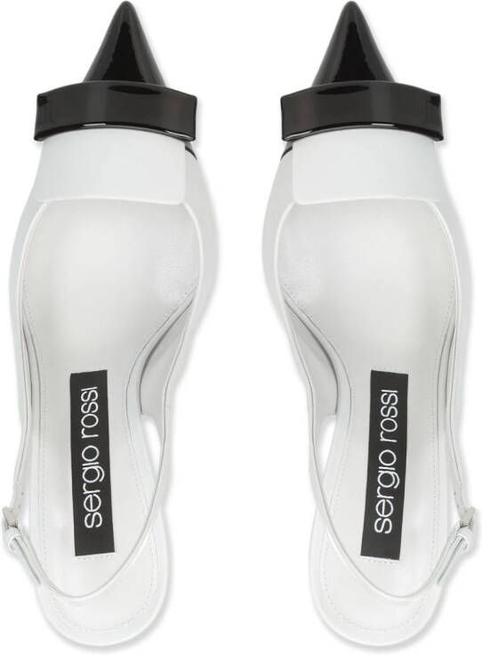 Sergio Rossi SR1 75mm slingback leather pumps White