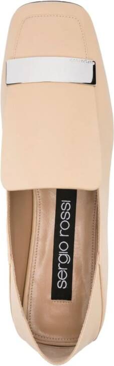Sergio Rossi SR1 leather ballerina shoes Neutrals