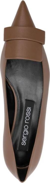 Sergio Rossi SR1 pointed-toe leather ballerina shoes Brown
