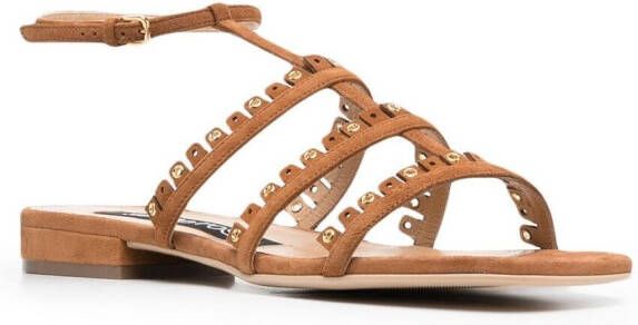 Sergio Rossi stud-embellished leather sandals Brown