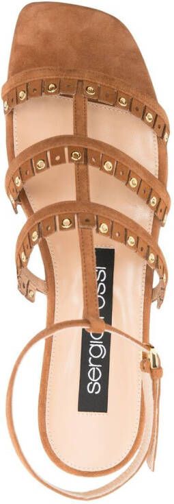 Sergio Rossi stud-embellished leather sandals Brown