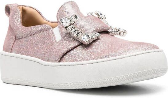 Sergio Rossi Twenty crystal-embellished low-top sneakers Pink