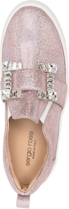 Sergio Rossi Twenty crystal-embellished low-top sneakers Pink